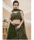 Green Georgette Zari Sequins Wedding Lehenga Choli