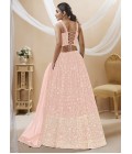 Pink Georgette Embroidered Wedding Lehenga Choli