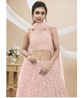 Pink Georgette Embroidered Wedding Lehenga Choli