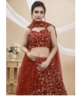 Red Georgette Sequins Wedding Lehenga Choli