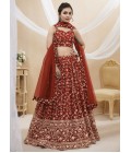 Red Georgette Sequins Wedding Lehenga Choli