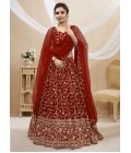 Red Georgette Sequins Wedding Lehenga Choli