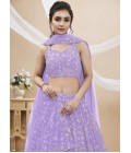 Lavender Georgette Sequins Embroidered Wedding Lehenga Choli