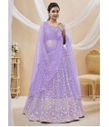 Lavender Georgette Sequins Embroidered Wedding Lehenga Choli