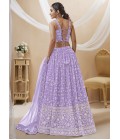 Lavender Georgette Sequins Embroidered Wedding Lehenga Choli