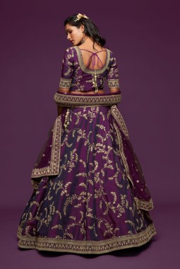 Purple Art Silk Dori Embroidery Wedding Lehenga Choli