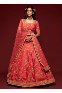 Gajri Art Silk Sequins Wedding Lehenga Choli
