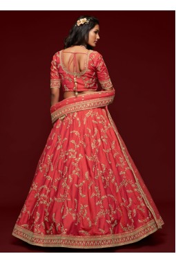 Gajri Art Silk Sequins Wedding Lehenga Choli