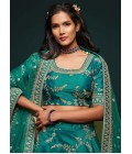 Green Art Silk Thread Embroidery Wedding Lehenga Choli