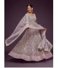 Dusty Orchid Soft Net Thread Embroidery Wedding Lehenga Choli