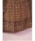 Brown Soft Net Thread Embroidered Wedding Lehenga Choli