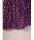 Purple Georgette Thread Embroidered Wedding Lehenga Choli