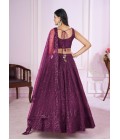 Purple Soft Net Sequins Wedding Lehenga Choli