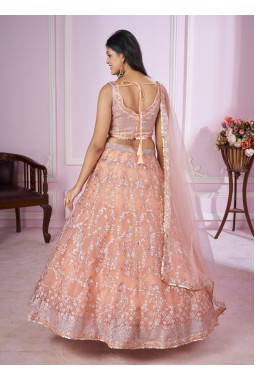 Pink Soft Net Sequins Wedding Lehenga Choli
