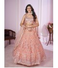 Pink Soft Net Sequins Wedding Lehenga Choli