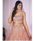 Pink Soft Net Sequins Wedding Lehenga Choli