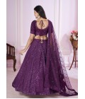 Purple Georgette Embroidered Wedding Lehenga Choli