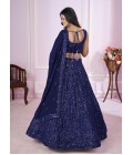 Blue Georgette Embroidery Wedding Lehenga Choli