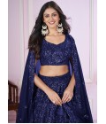 Blue Georgette Embroidery Wedding Lehenga Choli