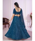 Blue Georgette Thread Embroidery Wedding Lehenga Choli