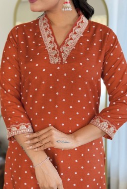 Orange Silk Embroidered Wedding Salwar Kameez