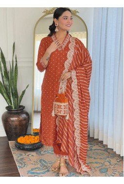Orange Silk Embroidered Wedding Salwar Kameez