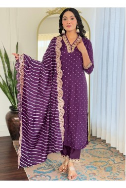 Wine Silk Embroidered Wedding Salwar Kameez