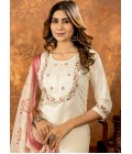 Off White Silk Embroidered Gathering Wear Salwar Kameez Off White Silk Embroidered Gathering Wear Salwar Kameez