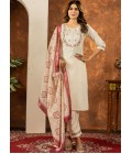 Off White Silk Embroidered Gathering Wear Salwar Kameez Off White Silk Embroidered Gathering Wear Salwar Kameez