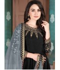 Black Slub Silk Embroidered Wedding Salwar Kameez