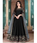 Black Slub Silk Embroidered Wedding Salwar Kameez