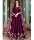 Maroon Slub Silk Embroidered Wedding Salwar Kameez