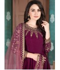 Maroon Slub Silk Embroidered Wedding Salwar Kameez