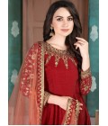 Orange Slub Silk Embroidered Wedding Salwar Kameez