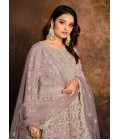 Graceful Lavender Zari Embroidered Net Suit Set