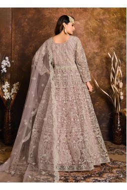 Graceful Lavender Zari Embroidered Net Suit Set