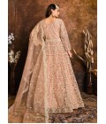 Elegant Peach Zari Embroidered Net Suit Set