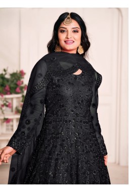 Black Net Sequins Wedding Salwar Kameez