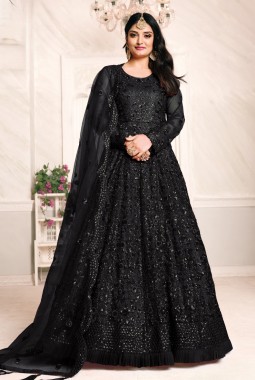 Black Net Sequins Wedding Salwar Kameez