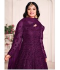 Wine Net Embroidered Wedding Salwar Kameez