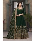 Rama Green Faux Georgette Embroidered Wedding Salwar Kameez