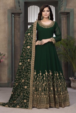 Rama Green Faux Georgette Embroidered Wedding Salwar Kameez