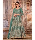 Sea Green Net Sequins Embroidered Wedding Salwar Kameez