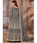 Grey Net Zari Embroidered Wedding Salwar Kameez