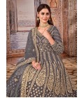 Grey Net Zari Embroidered Wedding Salwar Kameez