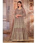 Beige Net Stone Work Wedding Salwar Kameez 