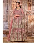 Pink Net Zari Embroidered Wedding Salwar Kameez