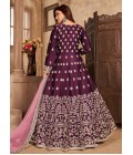 Wine Art Silk Stone Work Wedding Salwar Kameez