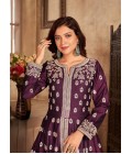 Wine Art Silk Stone Work Wedding Salwar Kameez