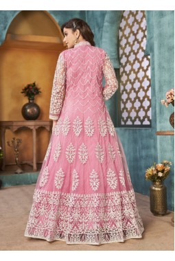 Pink Net Sequins Wedding Salwar Kameez